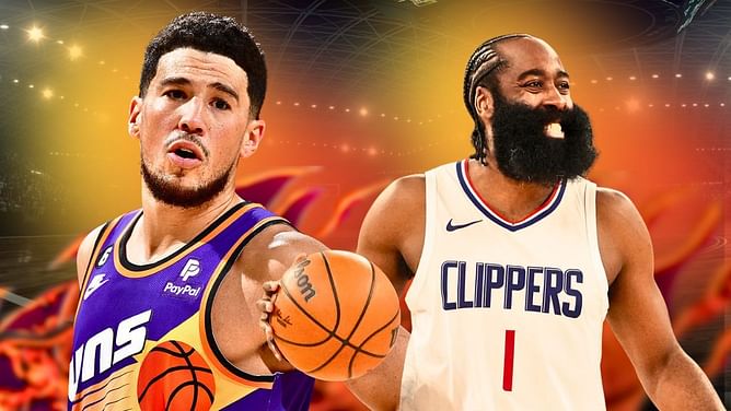 James Harden hilariously signs rival Devin Booker’s jersey and hands it rap star Kodak Black after Suns vs Clippers