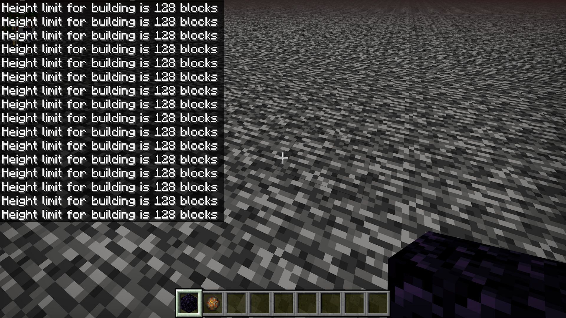 Even if the bedrock could be broken, building is impossible (Image via Mojang)