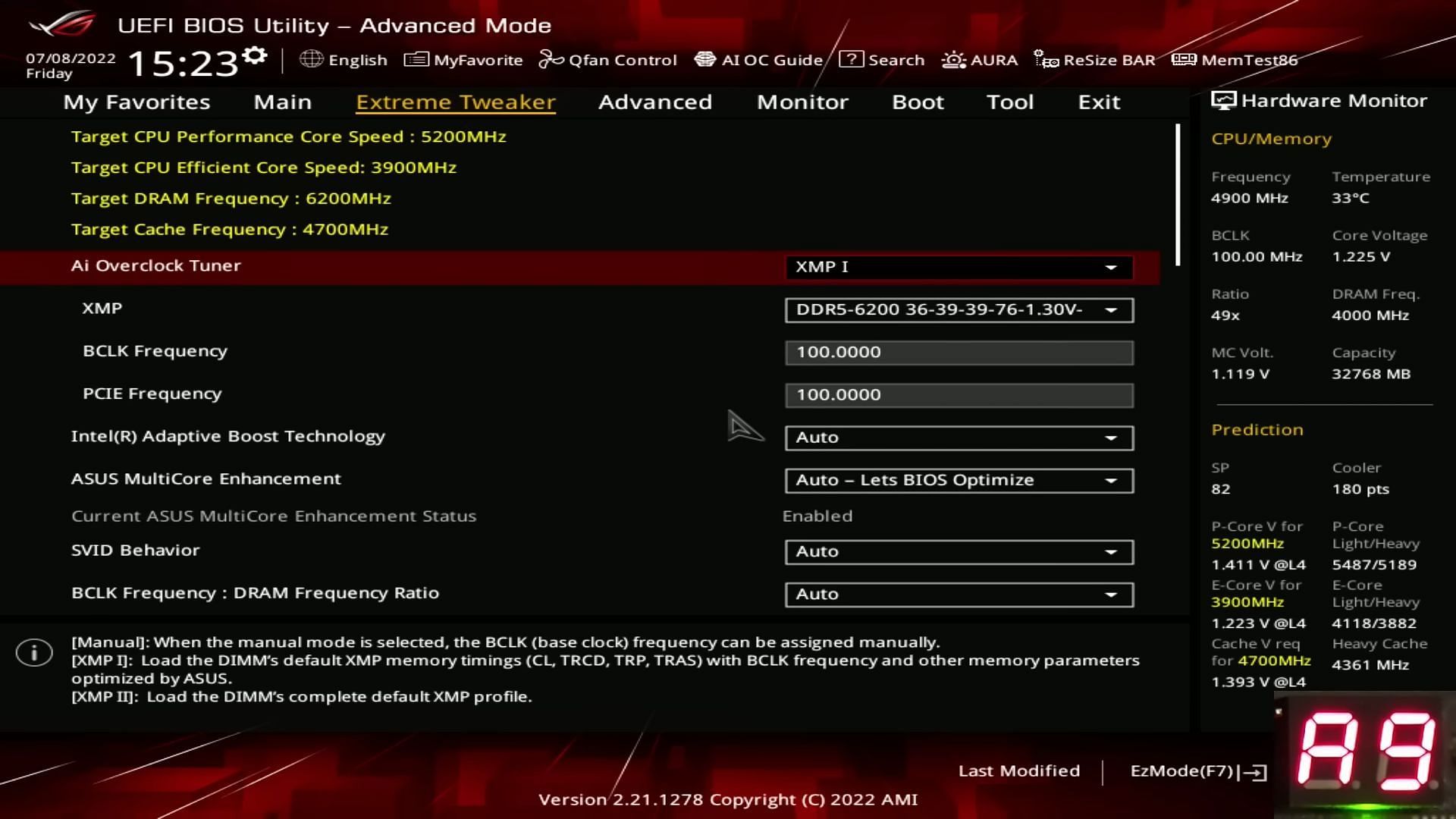 XMP enabled to achieve 6200 MT/s in BIOS (Images via Actually Hardcore Overclocking/YouTube)