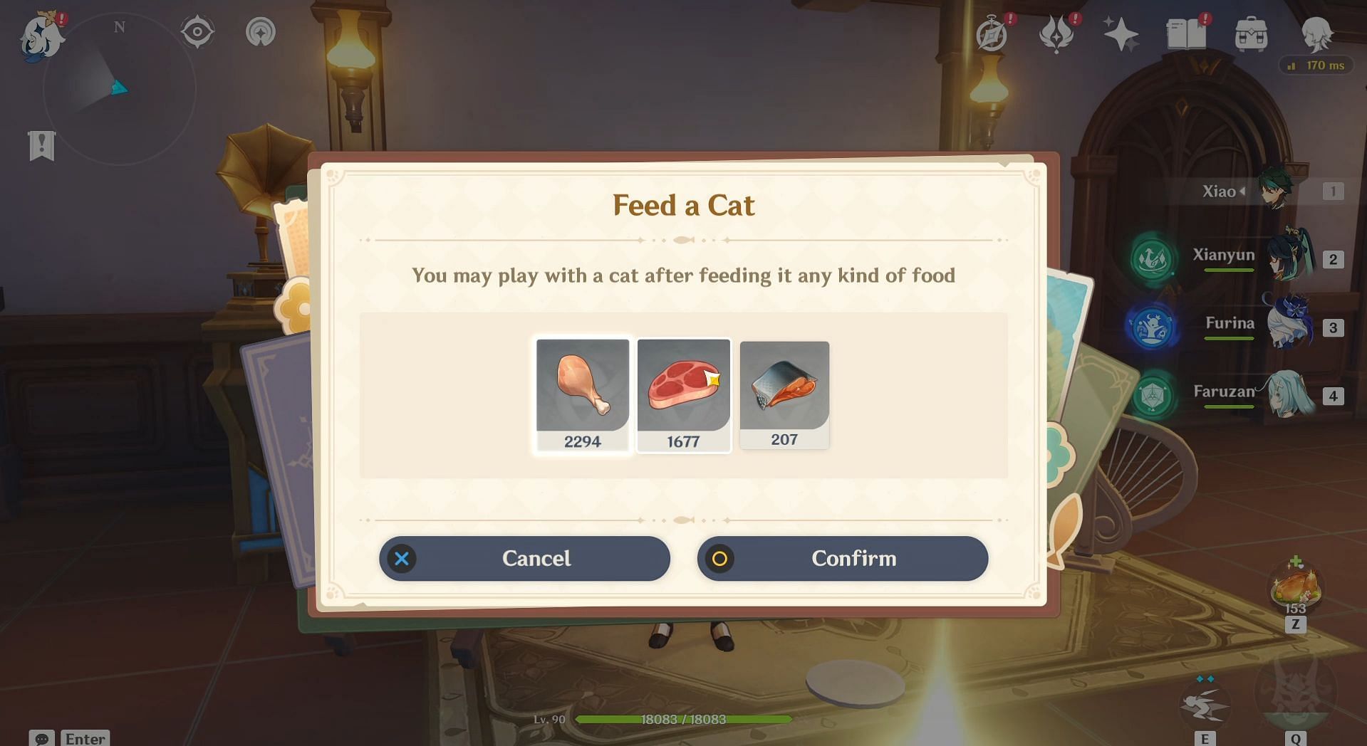 Feed the cat (Image via HoYoverse)
