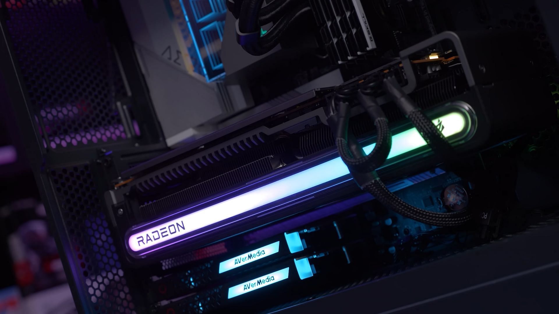 Radeon RX GPU in RGB glory (Image via Hardware Unboxed/YouTube)