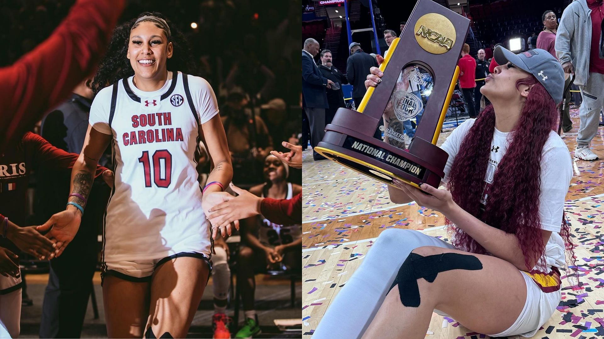 Kamilla Cardoso enjoys the Gamecocks thrilling parade.