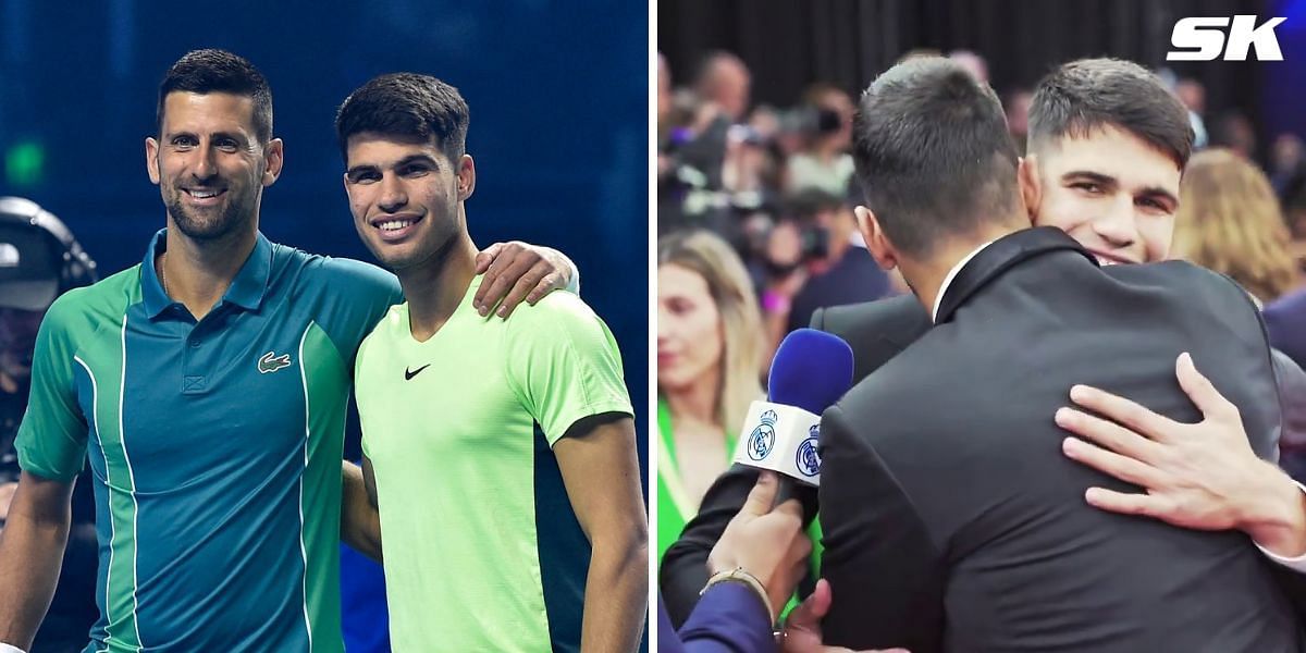 Novak Djokovic &amp; Carlos Alcaraz share warm embrace on red carpet at Laureus World Sports Awards 2024