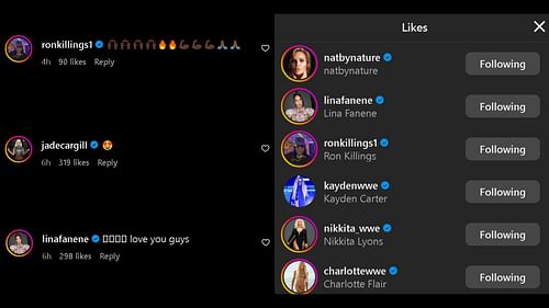 Some reactions to Naomi's Instagram post.