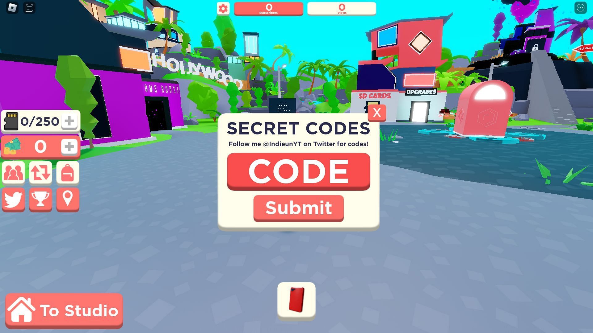 Troubleshooting codes for YouTube Simulator (Image via Roblox)