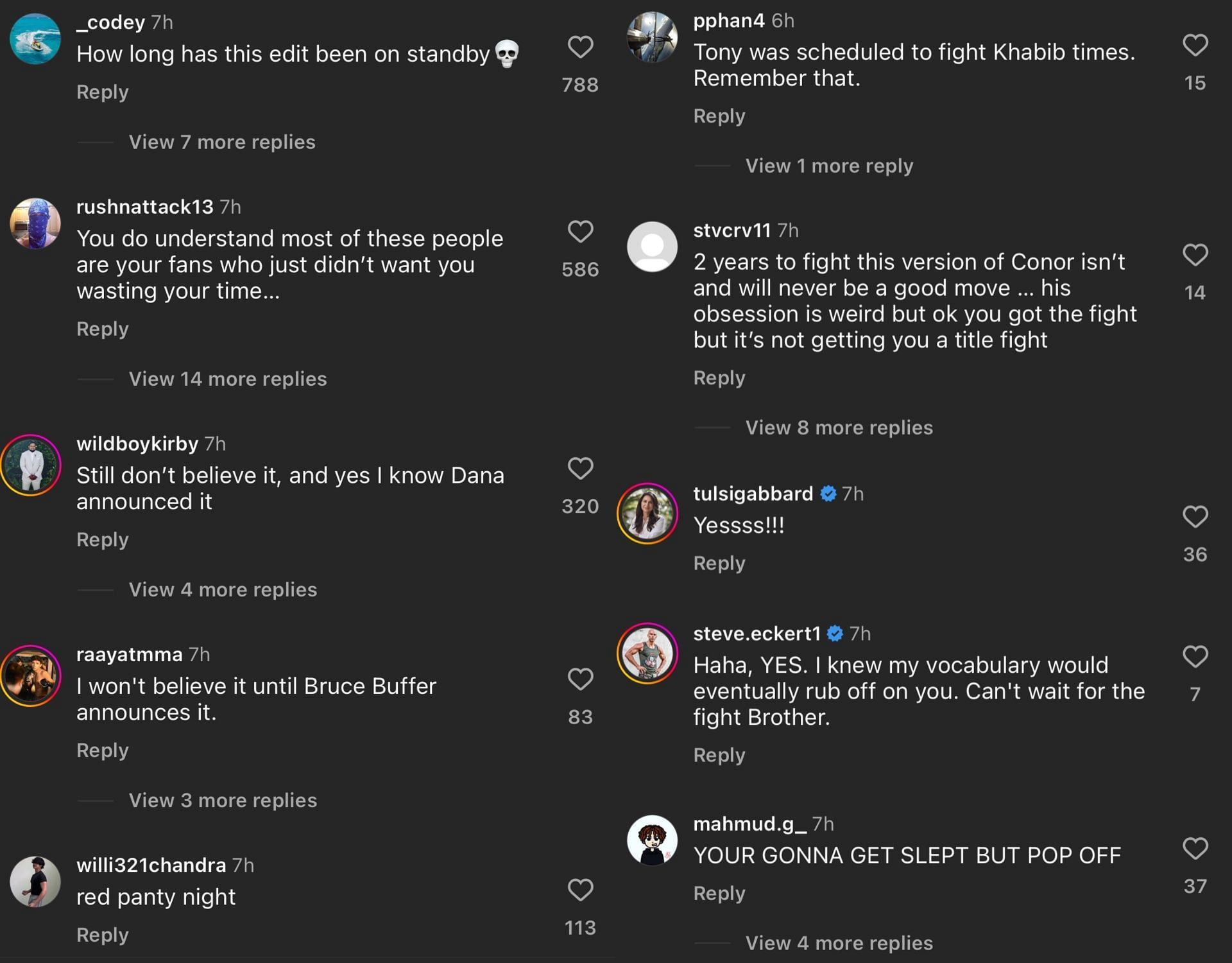 Fan reactions to the Michael Chandler vs. Conor McGregor edit