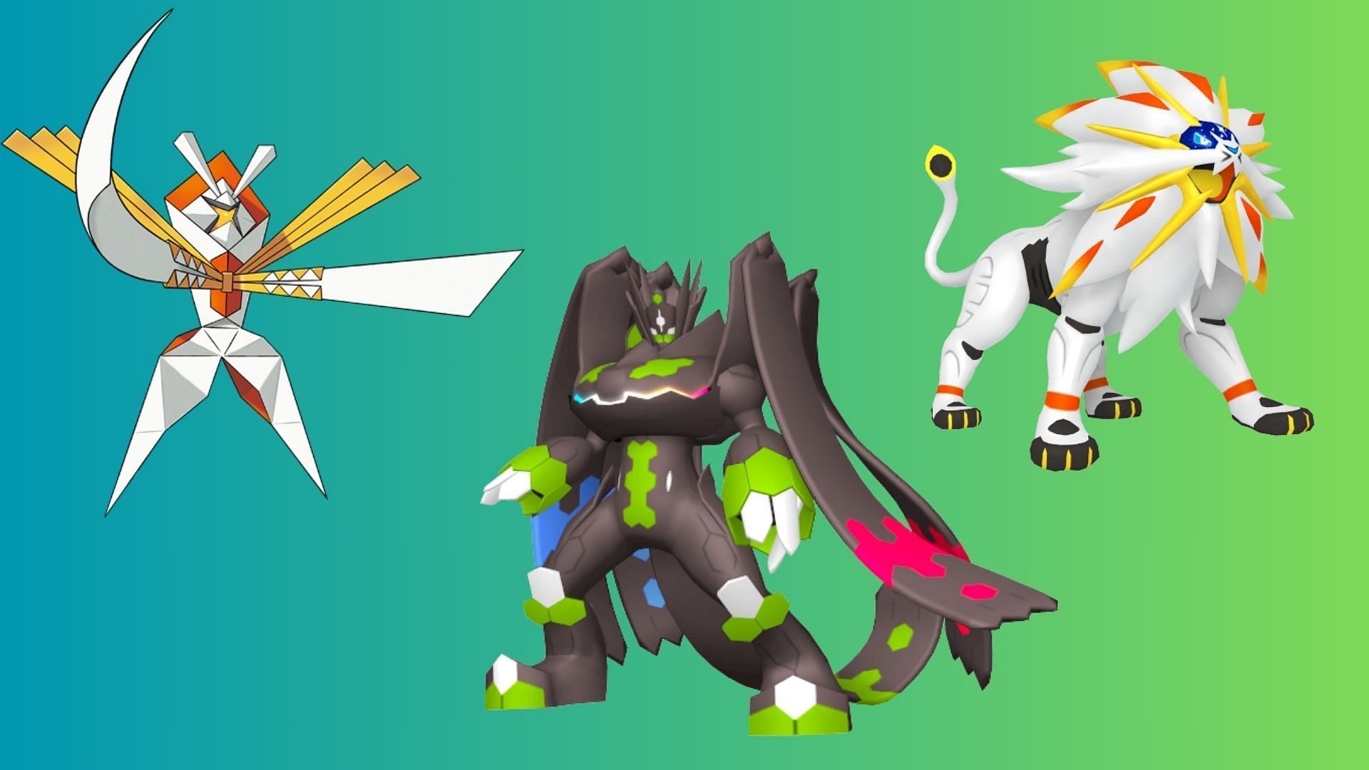 Kartana, Zygarde (Complete), and Solgaleo (Image via TPC)