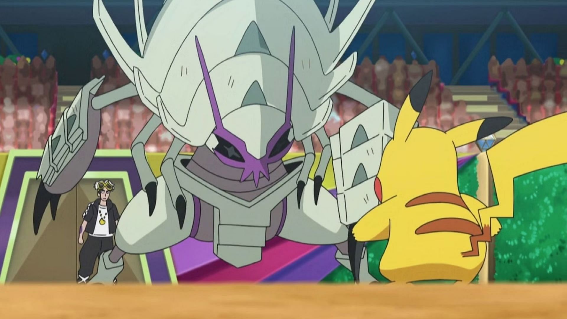 Golisopod vs Pikachu in the anime (Image via TPC)