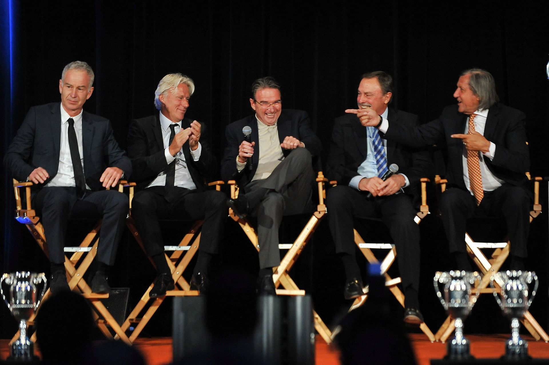 Jimmy Connors [Center] and Ilie Nastase [Extreme Right] at an ATP event