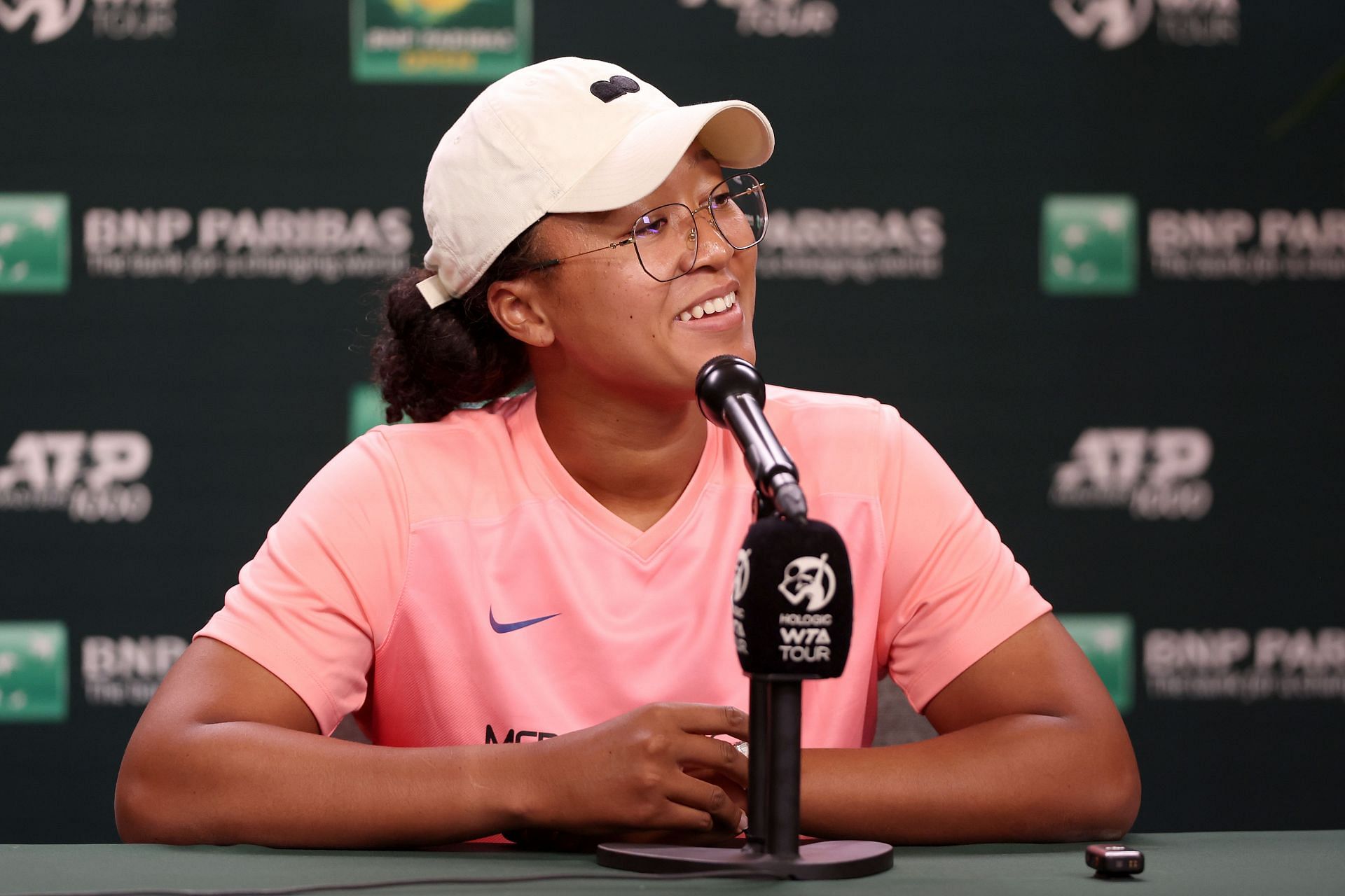 Naomi Osaka interacts with the media at the 2024 Indian Wells