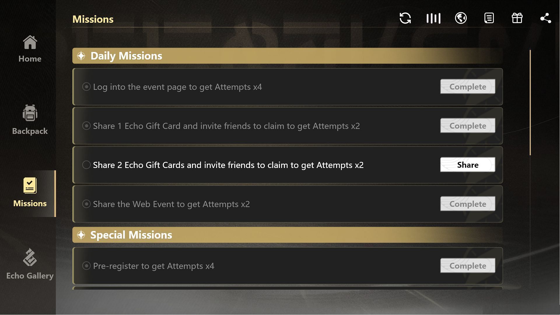 Complete missions to obtain more summon attempts (Image via Kuro Games)