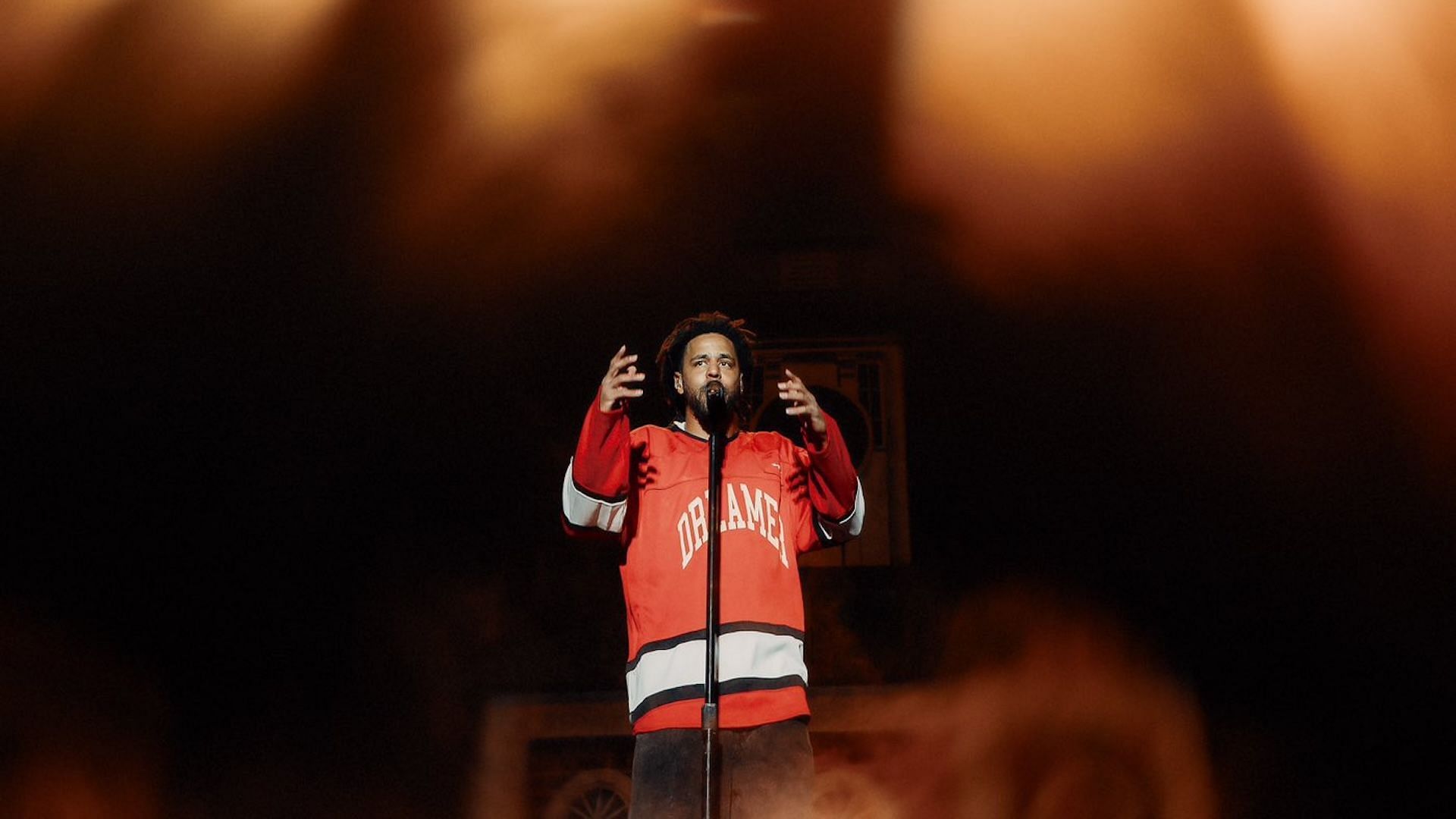 J. Cole performing during his set at Dreamville Festival 2024 (Image via X/@Dreamvillefest)