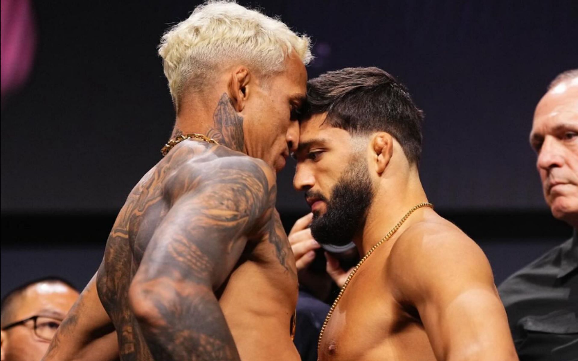 Charles Oliveira (left) faces Arman Tsarukyann (right) at UFC 300 [Image courtesy of @charlesdobronxs on Instagram]