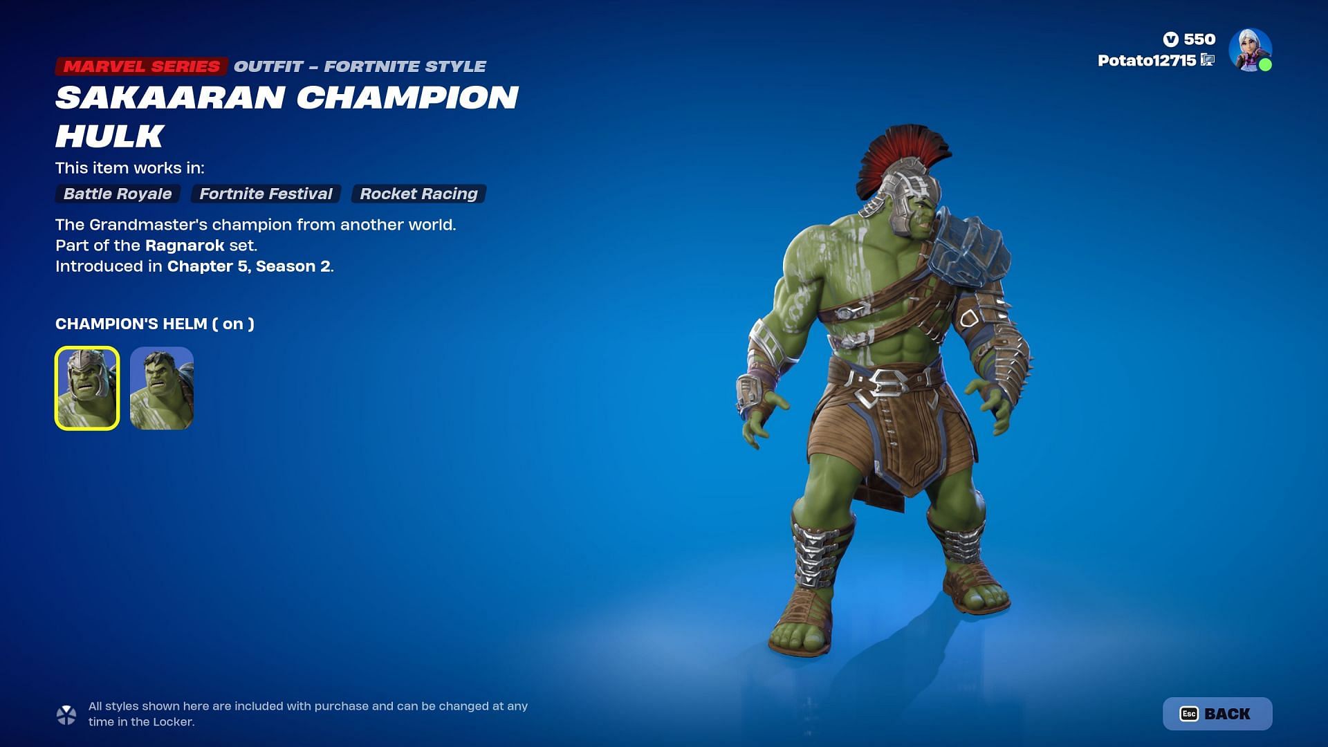 Sakaaran Champion Hulk smash! (Image via Epic Games/Fortnite)