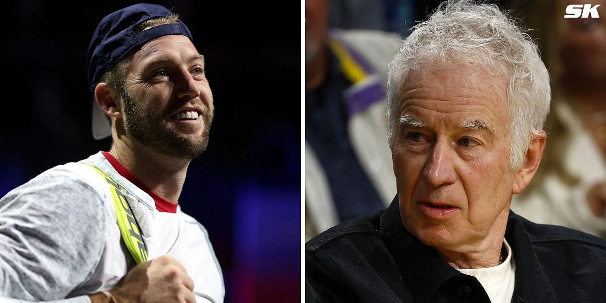 Jack Sock (L) and John McEnroe