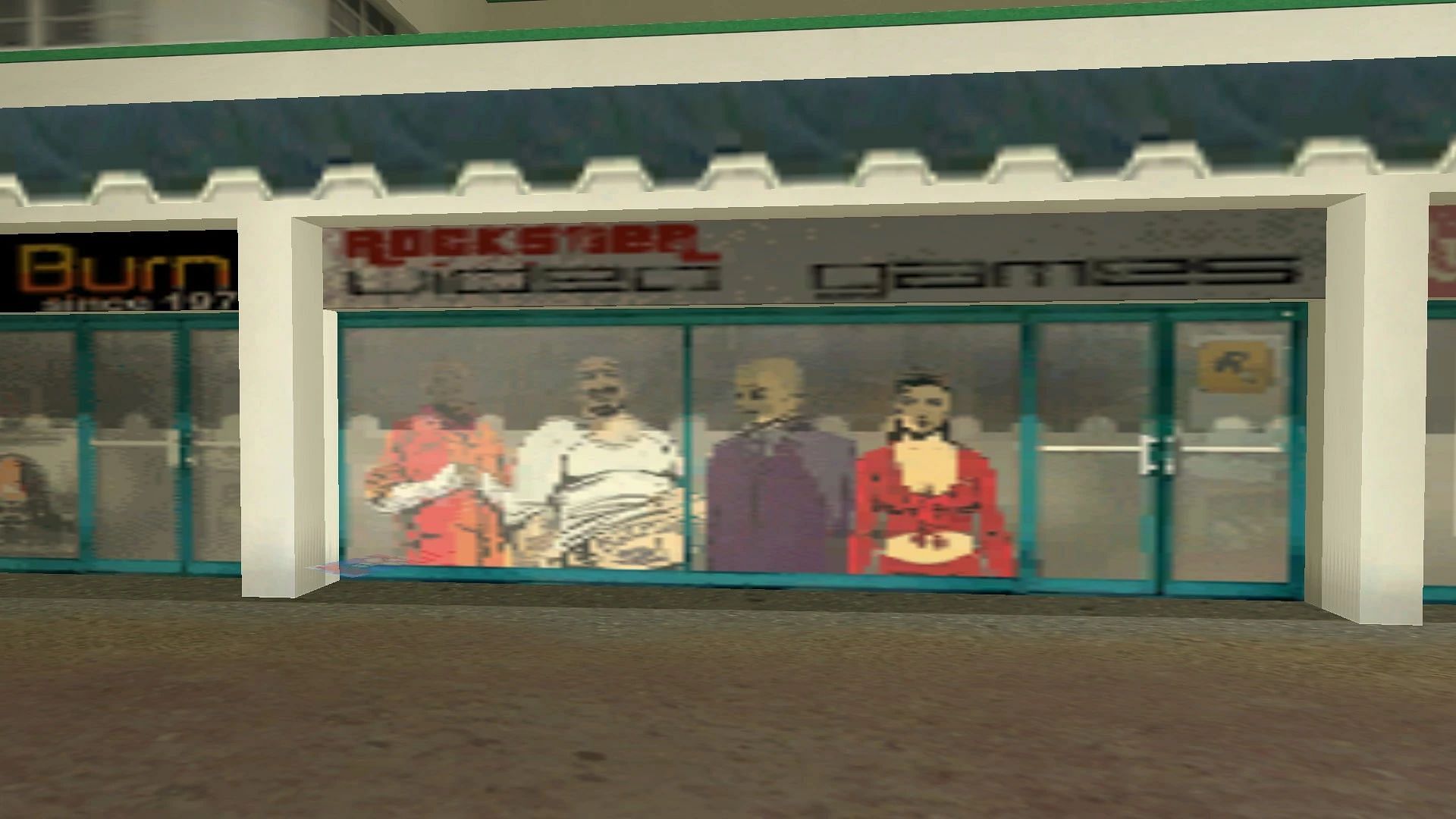 The textures for this store in GTA Vice City are quite low-resolution. (Image via Rockstar Games)