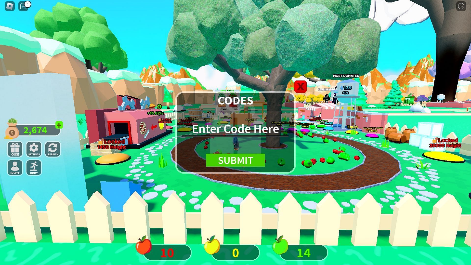 There are many active codes for Grow a Tree Tycoon (Image via Roblox)