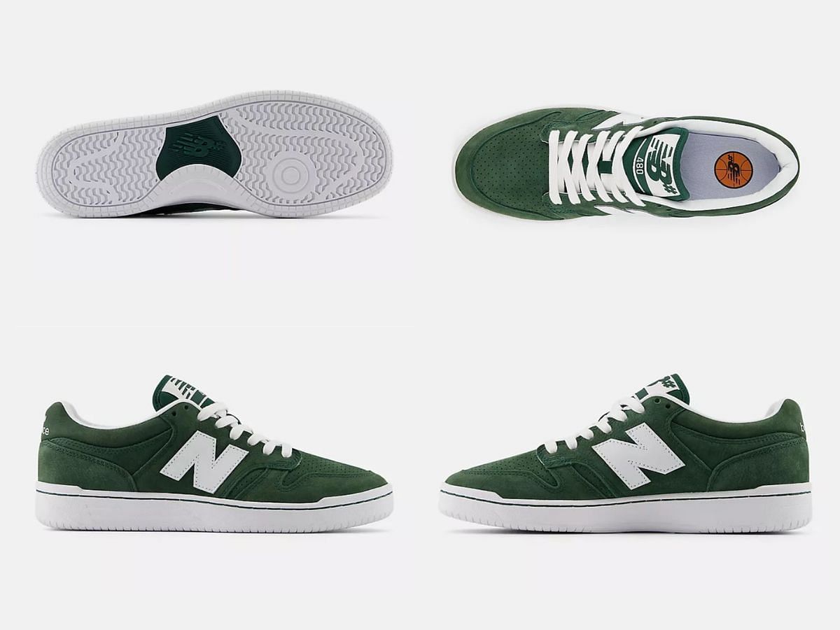 Here&#039;s a closer look at the Forest Green colorway of New Balance Numeric 480 model (Image via New Balance)