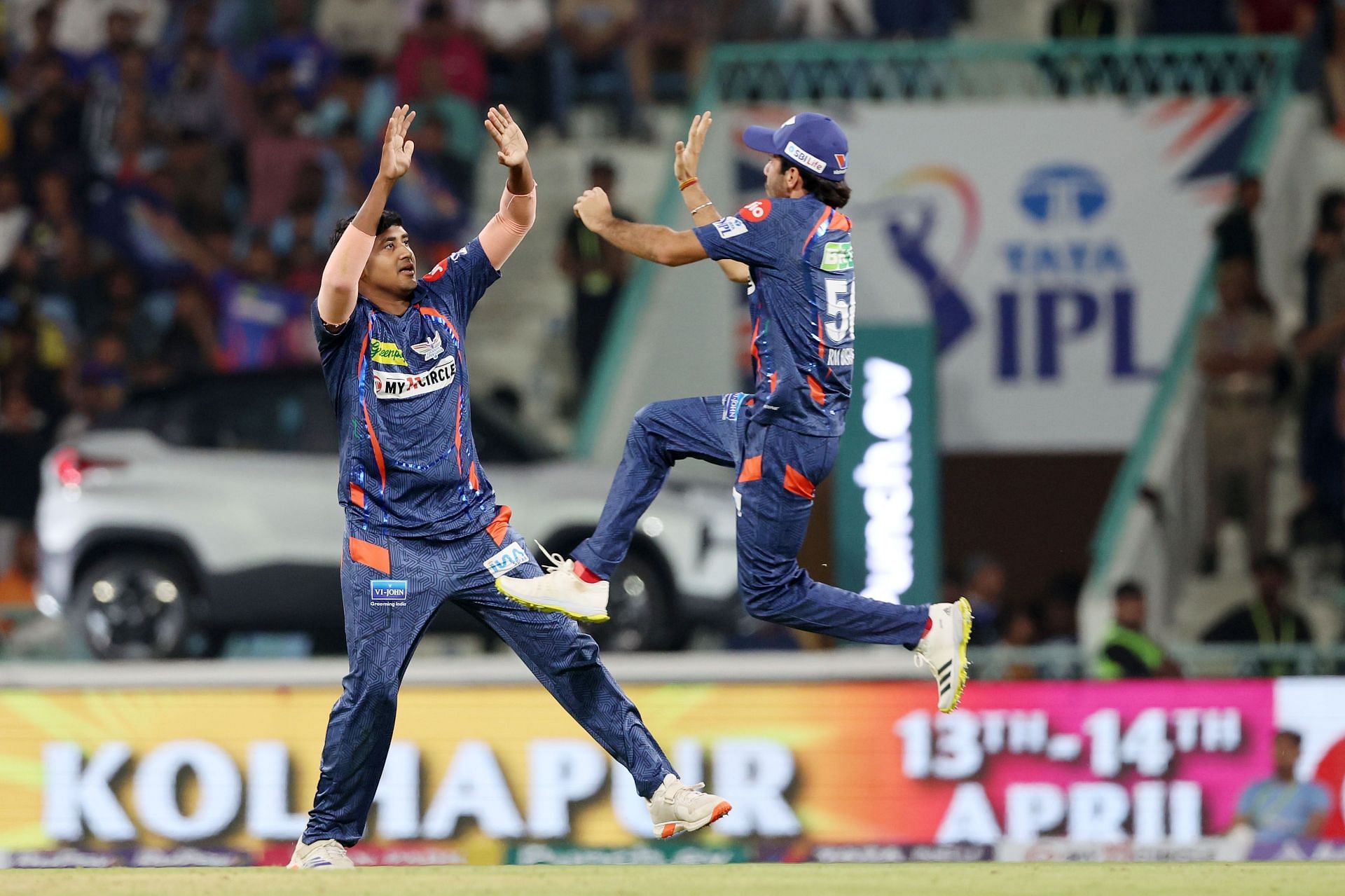 Yash Thakur celebrates a wicket. (Credits: Twitter)