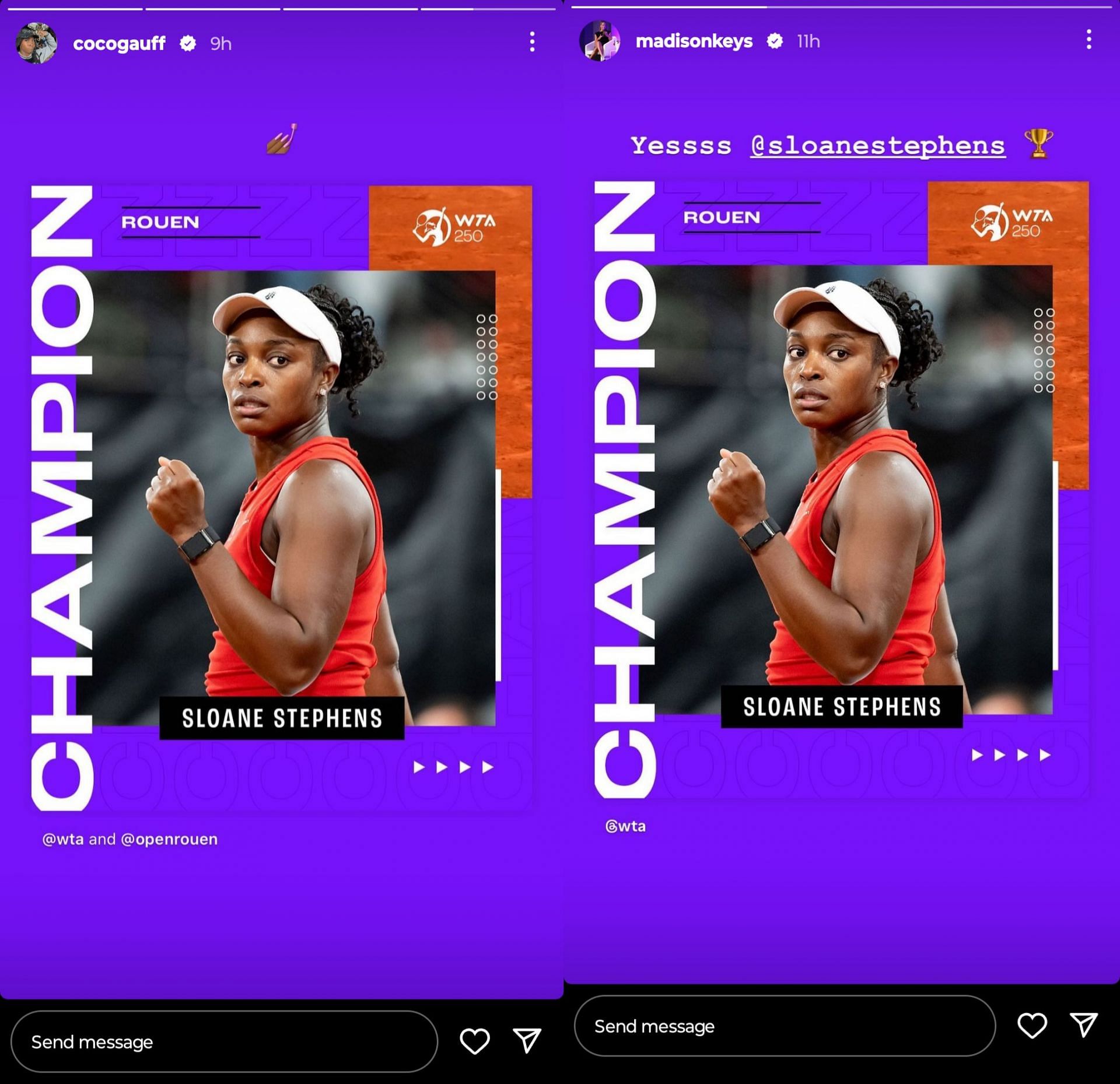 Screen grab of Coco Gauff and Madison Keys&#039; Instagram stories