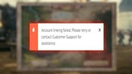 The "Account linking failed" error message (Image via Bethesda Game Studios)