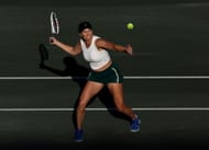 Danielle Collins in action at the Charleston Open