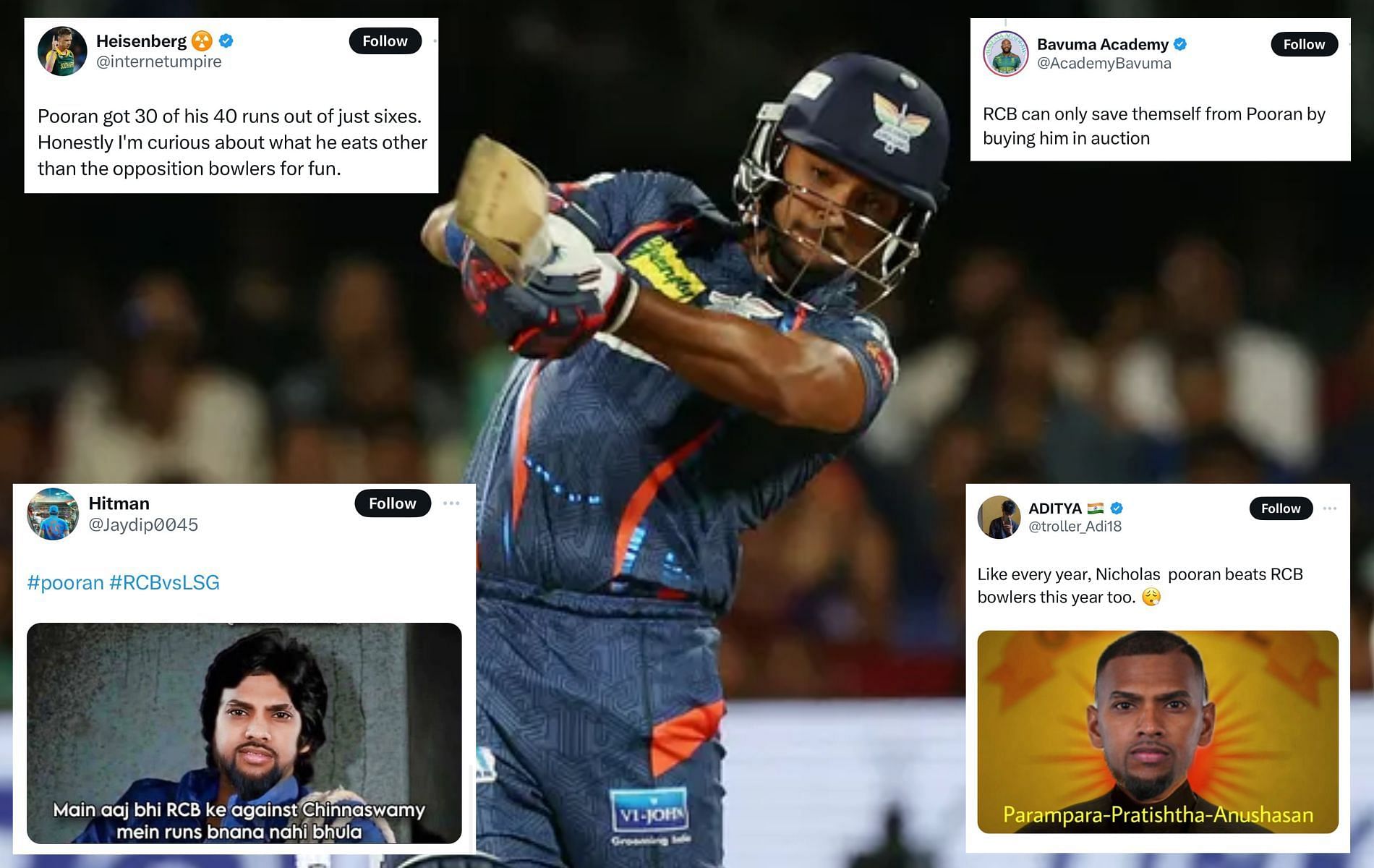 Nicholas Pooran scored 40* against RCB on Tuesday.
