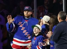 WATCH: Rangers' Jonathan Quick honored with silver goalie stick for making NHL history