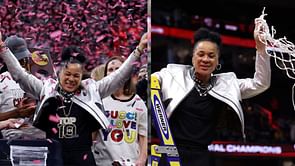 WATCH: 3x champ Dawn Staley dances her excitement away as South Carolina lifts national championship trophy