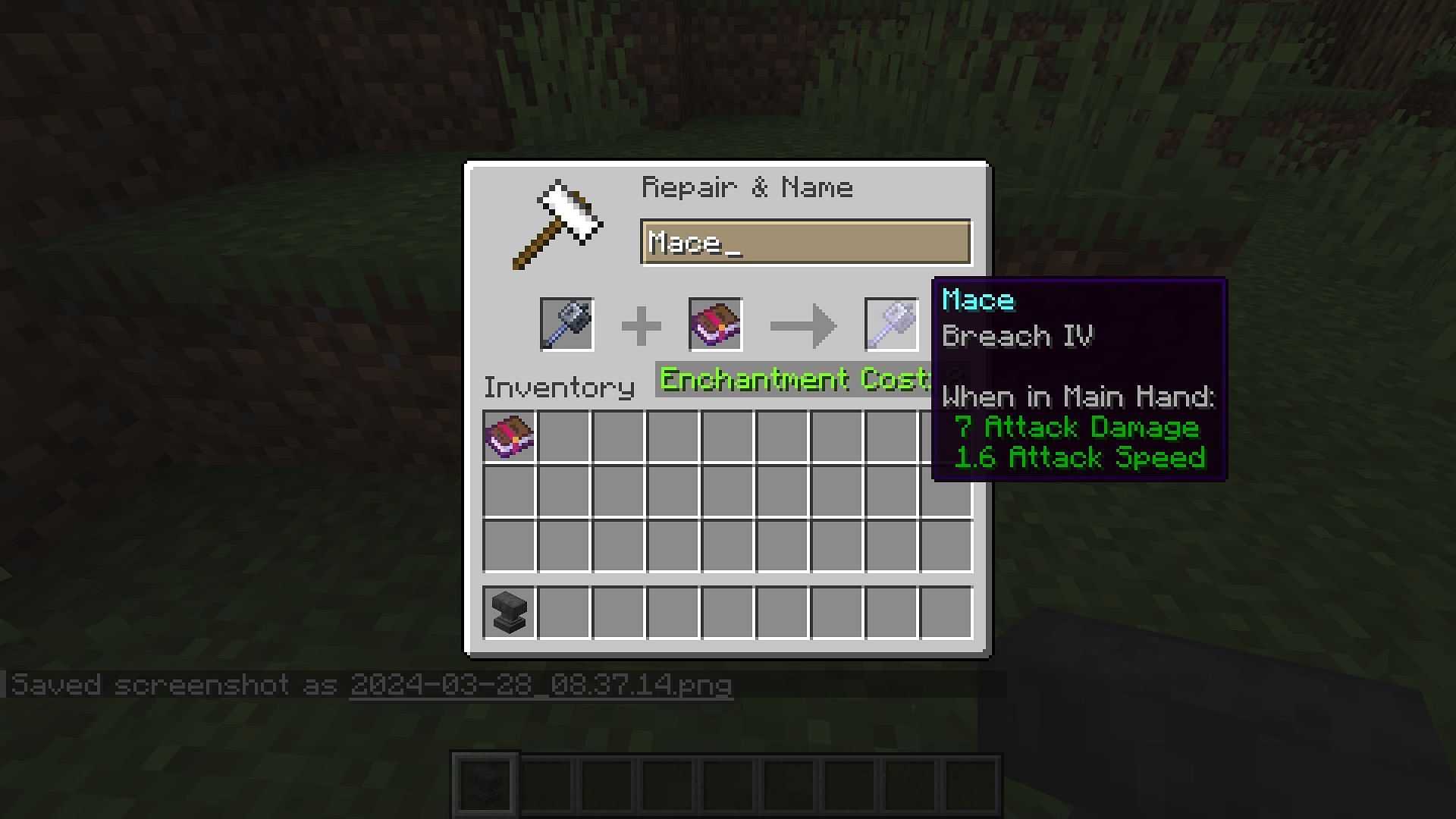 Breach enchantment on mace (Image via Mojang Studios)