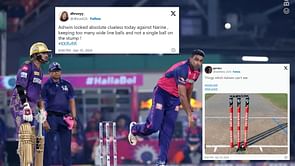 "Over-smart Ashwin is getting beaten by a part time batsman" - Fans react to RR spinner's wayward and disastrous spell vs KKR IPL 2024 clash