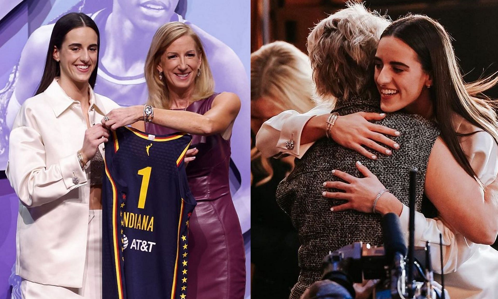 Caitlin Clark and Iowa HC Lisa Boulder share warm hug after splendid 2024 WNBA draft.