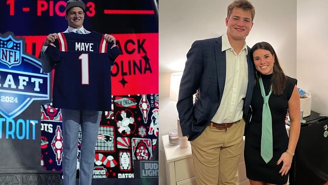 Drake Maye's girlfriend shares special snap of new Patriots QB as he visits Gillette Stadium