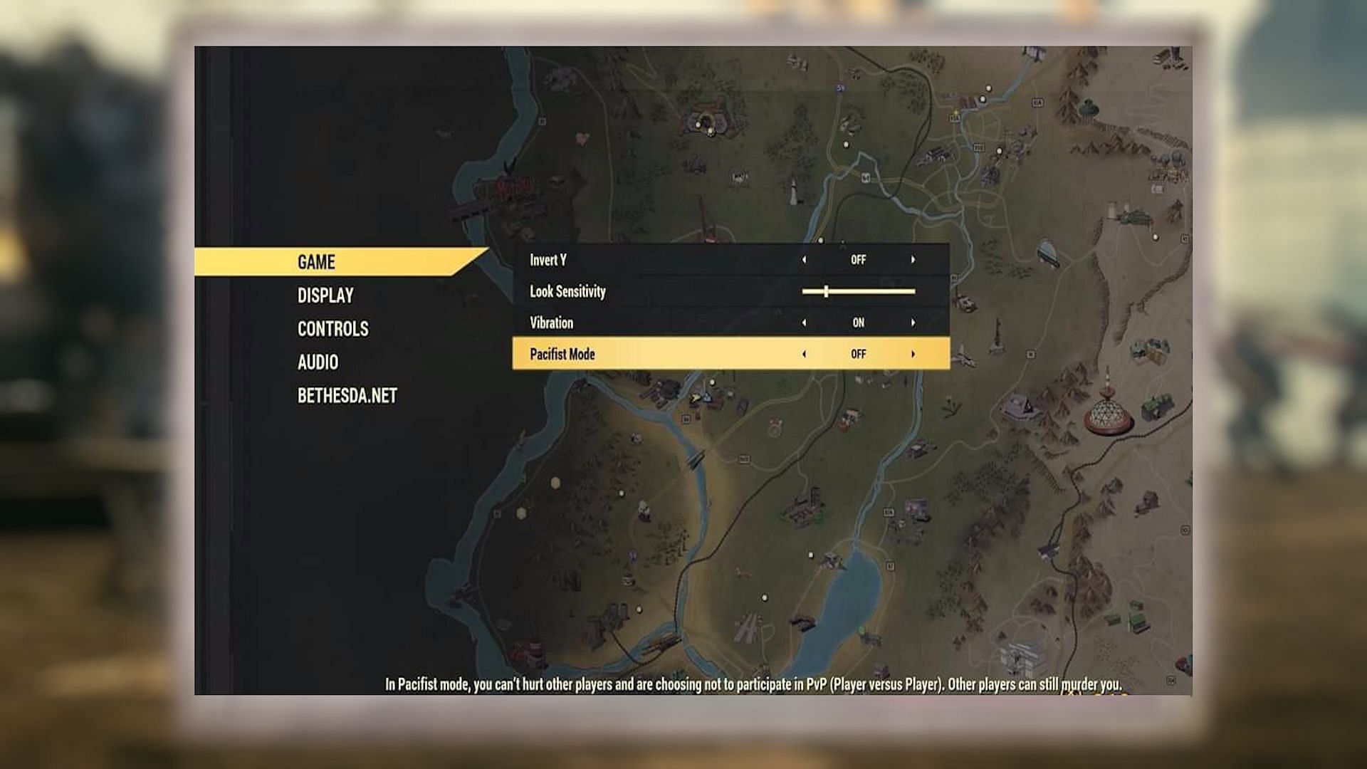 You can turn on Pacifist Mode in the Game settings. (Image via Bethesda Game Studios)