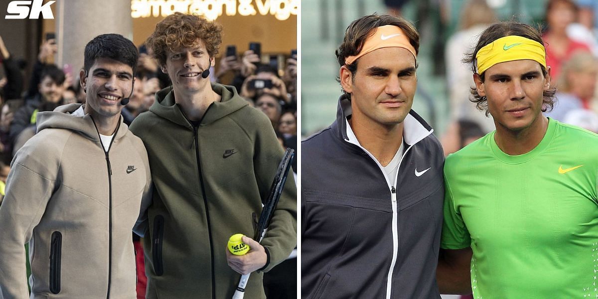 Carlos Alcaraz and Jannik Sinner (right) Roger Federer and Rafael Nadal