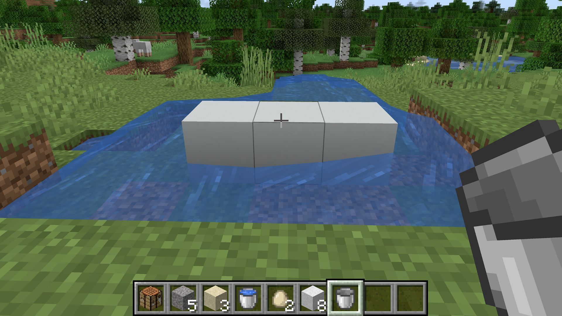 Making concrete block (Image via Mojang Studios)