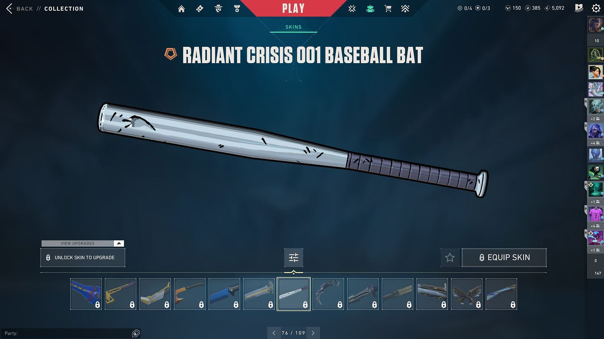 Radiant Crisis 001 Baseball Bat in-game view (Image via Riot Games)