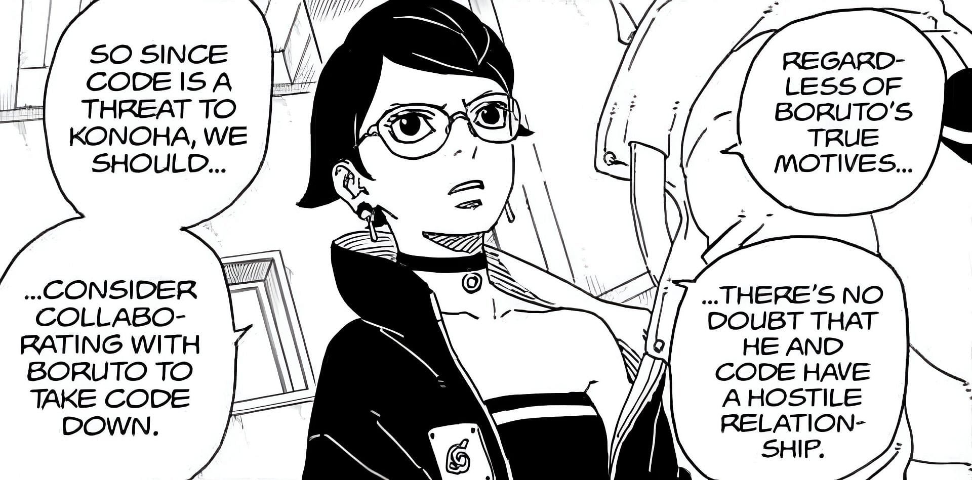 Sarada Uchiha as seen in the manga (Image via Shueisha)