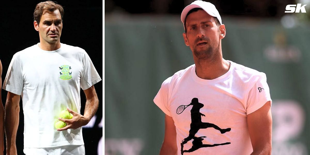 Roger Federer (L) and Novak Djokovic