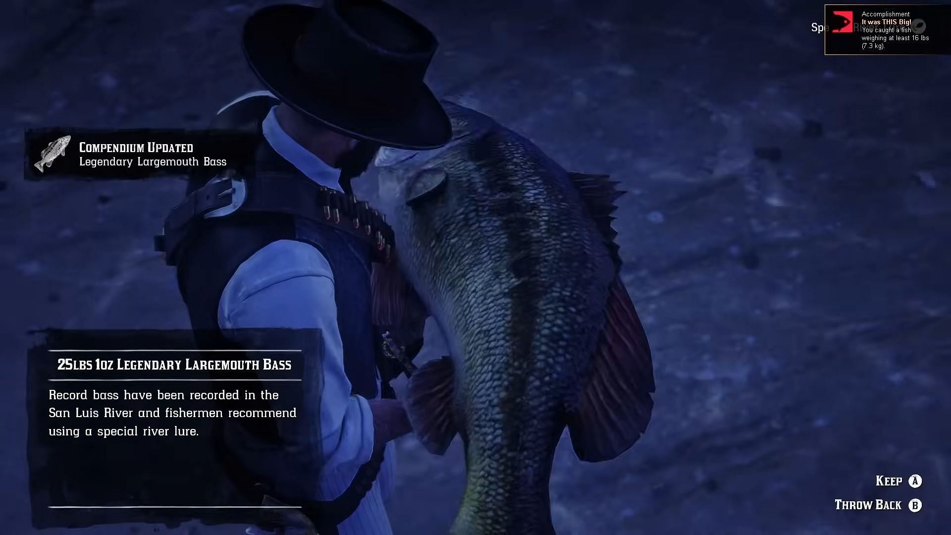 The Legendary Largemouth Bass is a huge fish (Image via Rockstar Games || YouTube/Reptac)