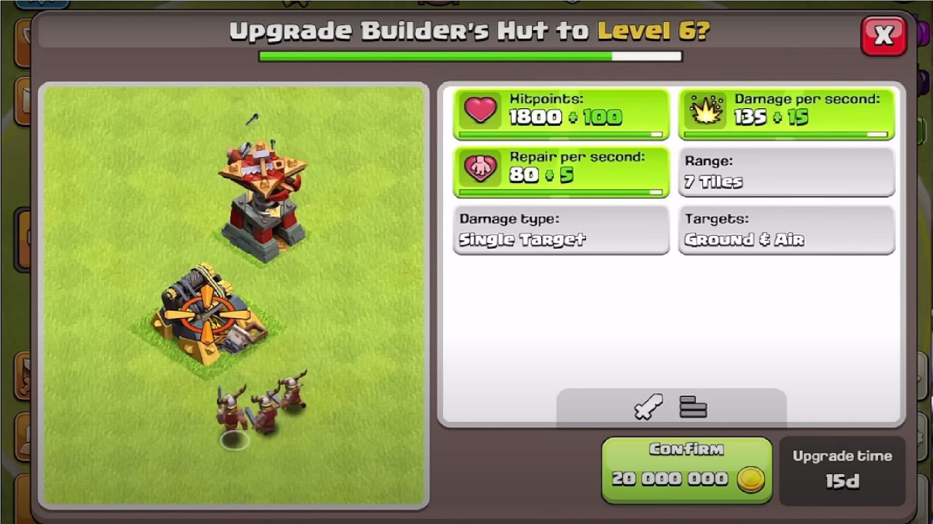 Builder&#039;s Hut got a new level among other buildings. (Image via Supercell)