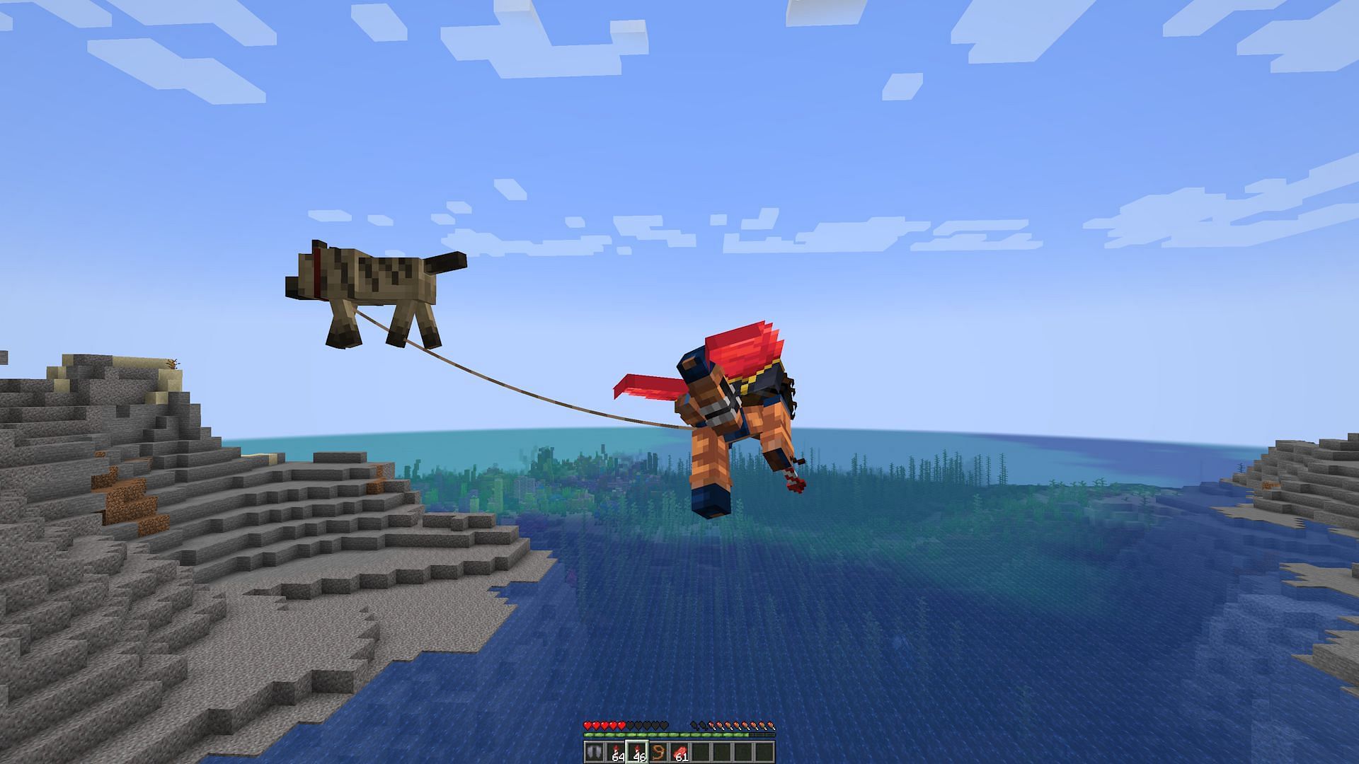 Pets can be moved via lead and elytra, useful for some of the ones that cannot teleport. (Image via Mojang)