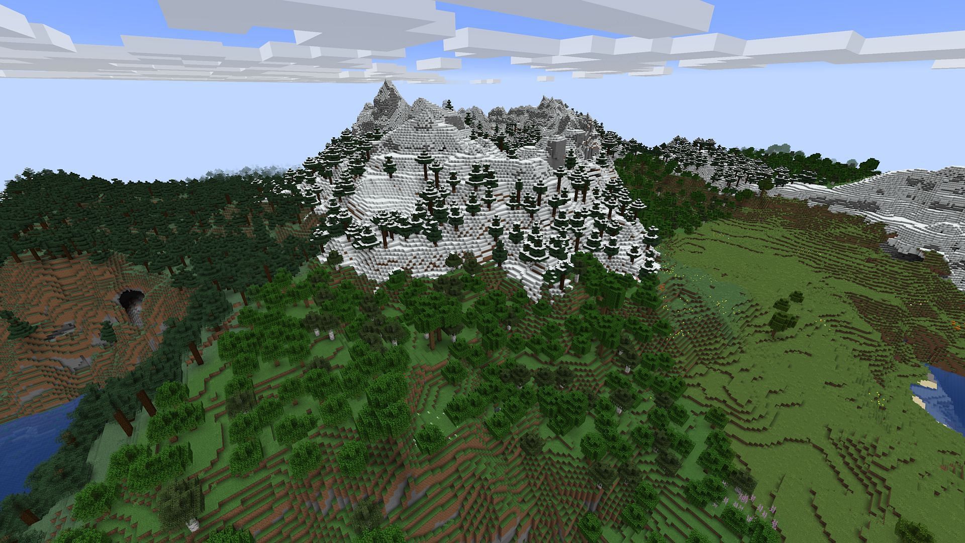 This spawn area would make for an amazing group base location (Image via Mojang)