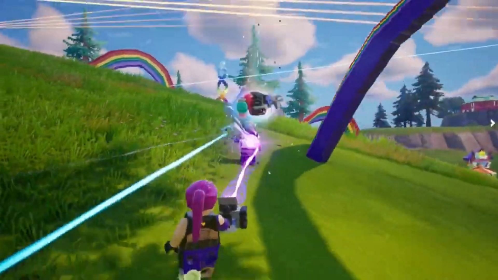 You can use LEGO weapons to fight enemies (Image via BenPlays on YouTube)
