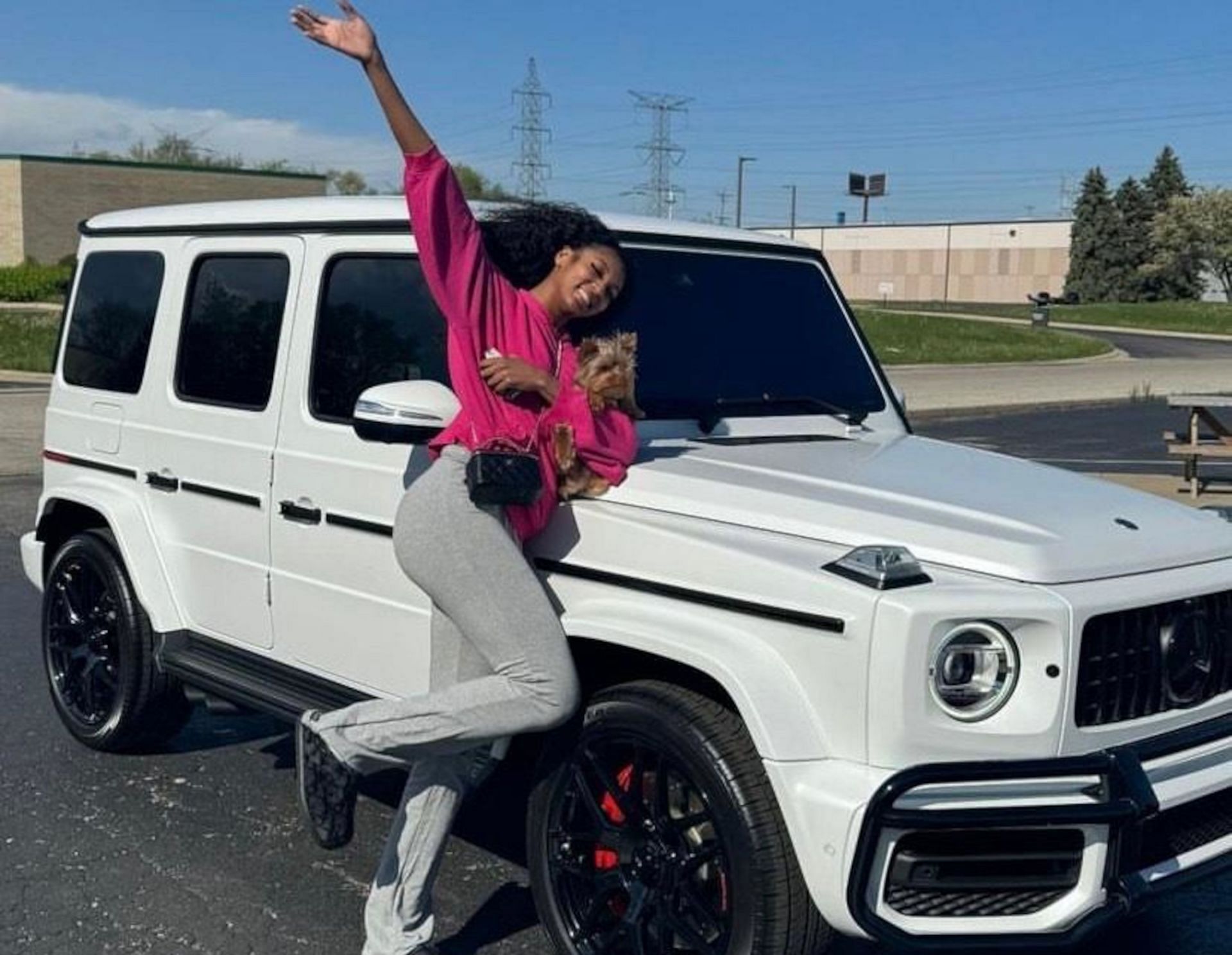 Chicago Sky rookie Angel Reese shows off her new luxury SUV on her Instagram story, via @angelreese5 IG.