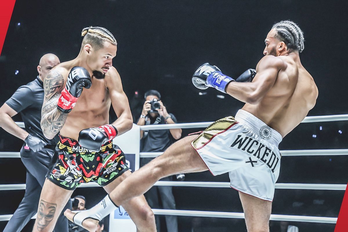 Regian Eersel (L) says Alexis Nicolas (R) did a good job of slowing him down. -- Photo by ONE Championship