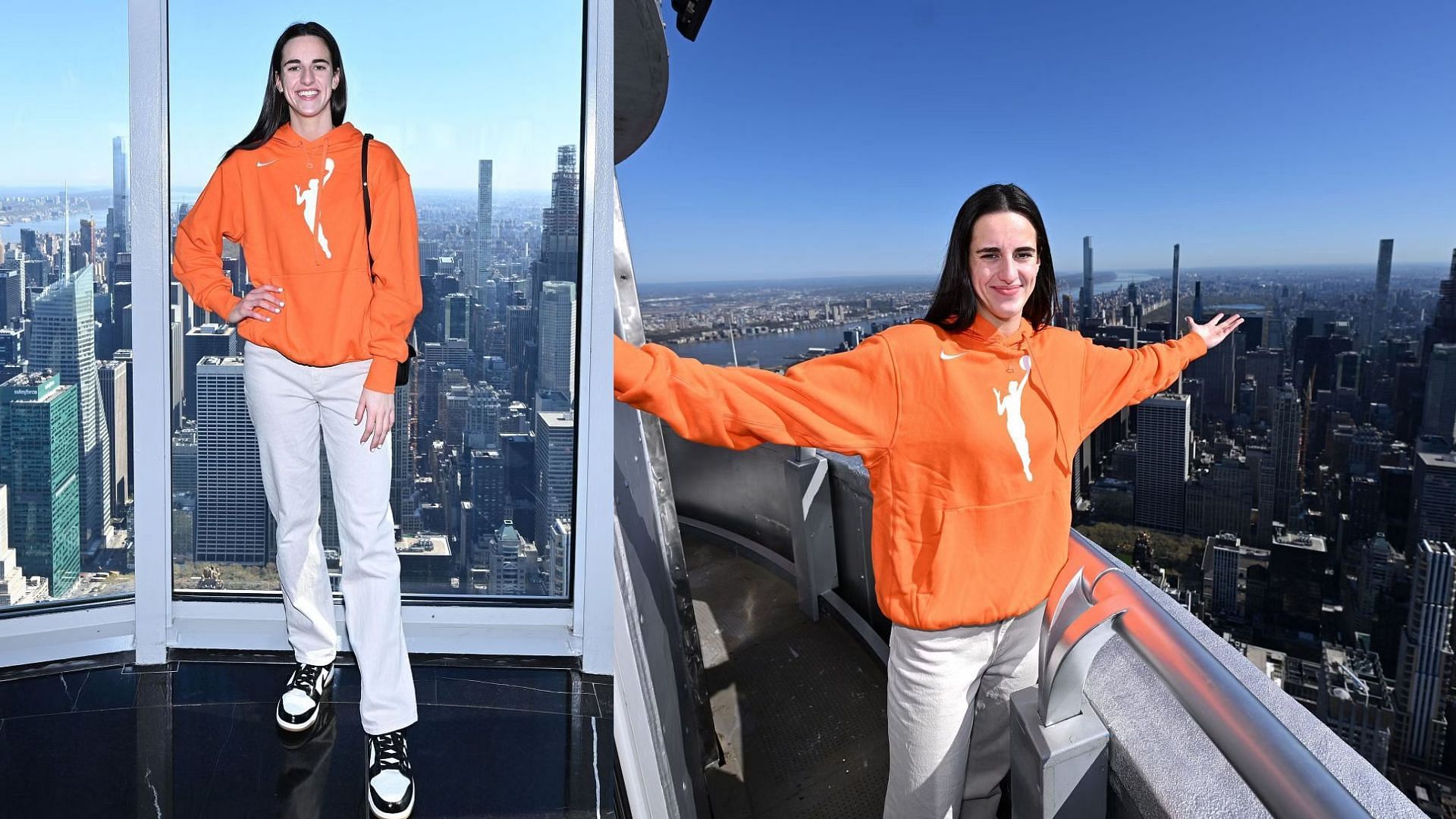 Caitlin Clark enjoying thev view from the Empire State Building ahead of the WNBA draft