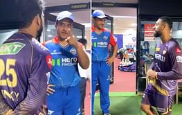 [Watch] Sourav Ganguly chats with Ventakesh Iyer and Varun Chakravarthy after DC vs KKR match of IPL 2024