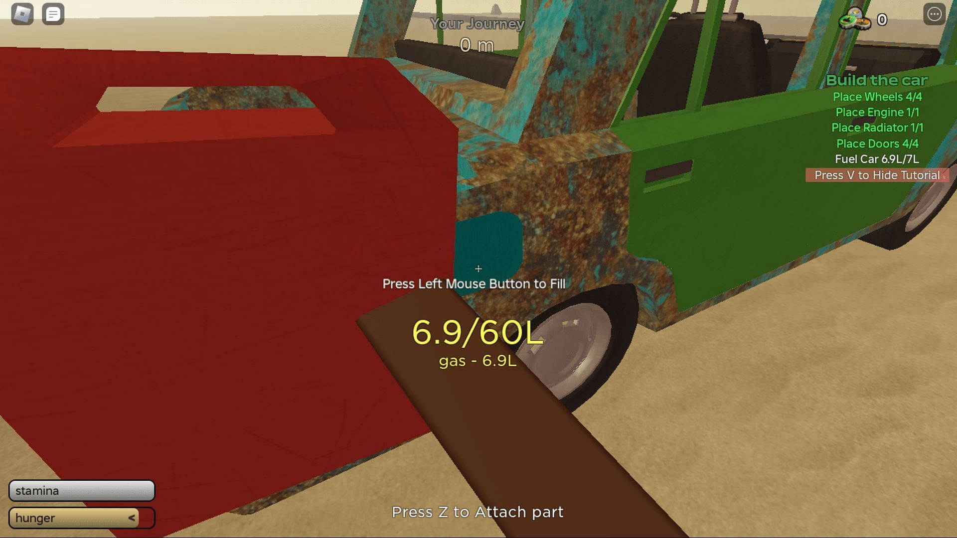 Build cars in A Dusty Trip with ease (Image via Roblox)