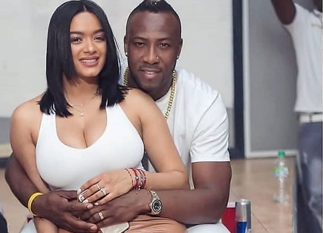 Andre Russell with his wife